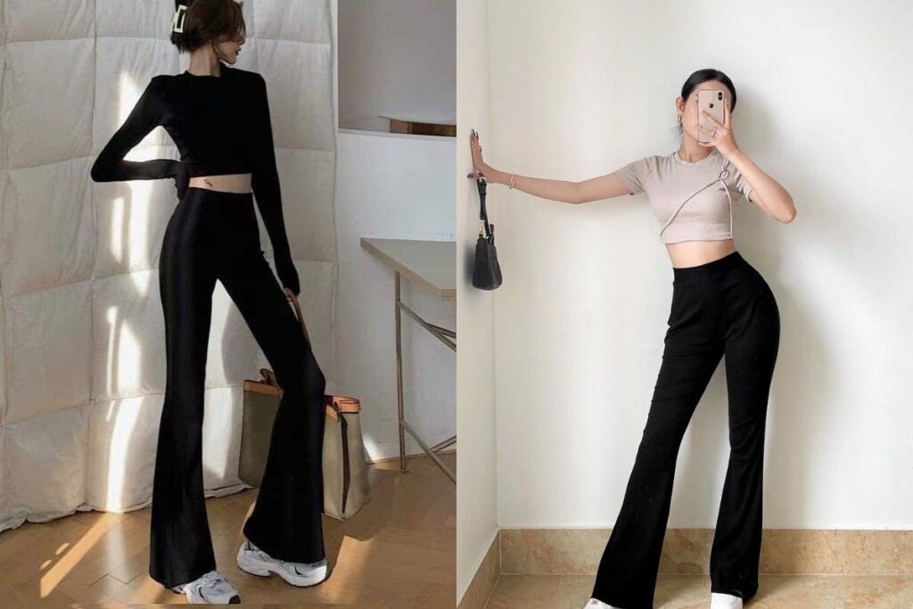 Mix Quần Ống Loe Với Áo Croptop